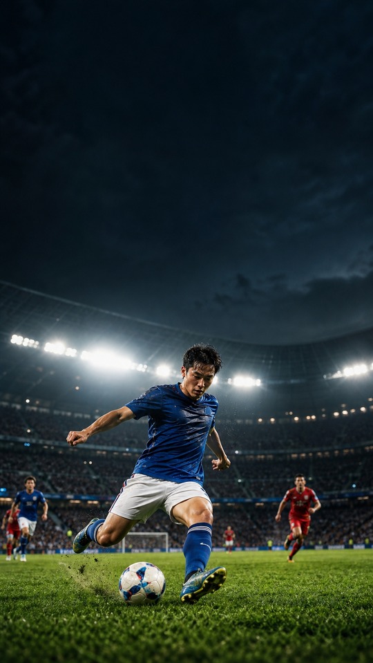 Soccer Striker Cinematic Shot - 4K Mobile Background
