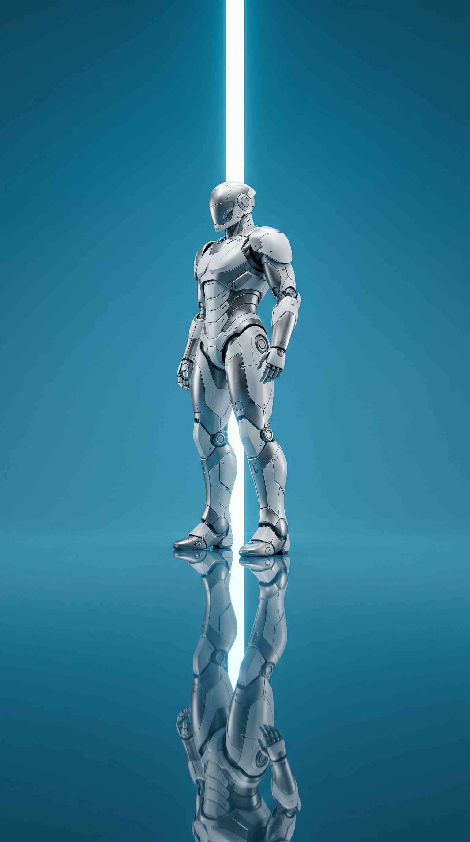 Futuristic White Mecha - 4K Phone Wallpaper