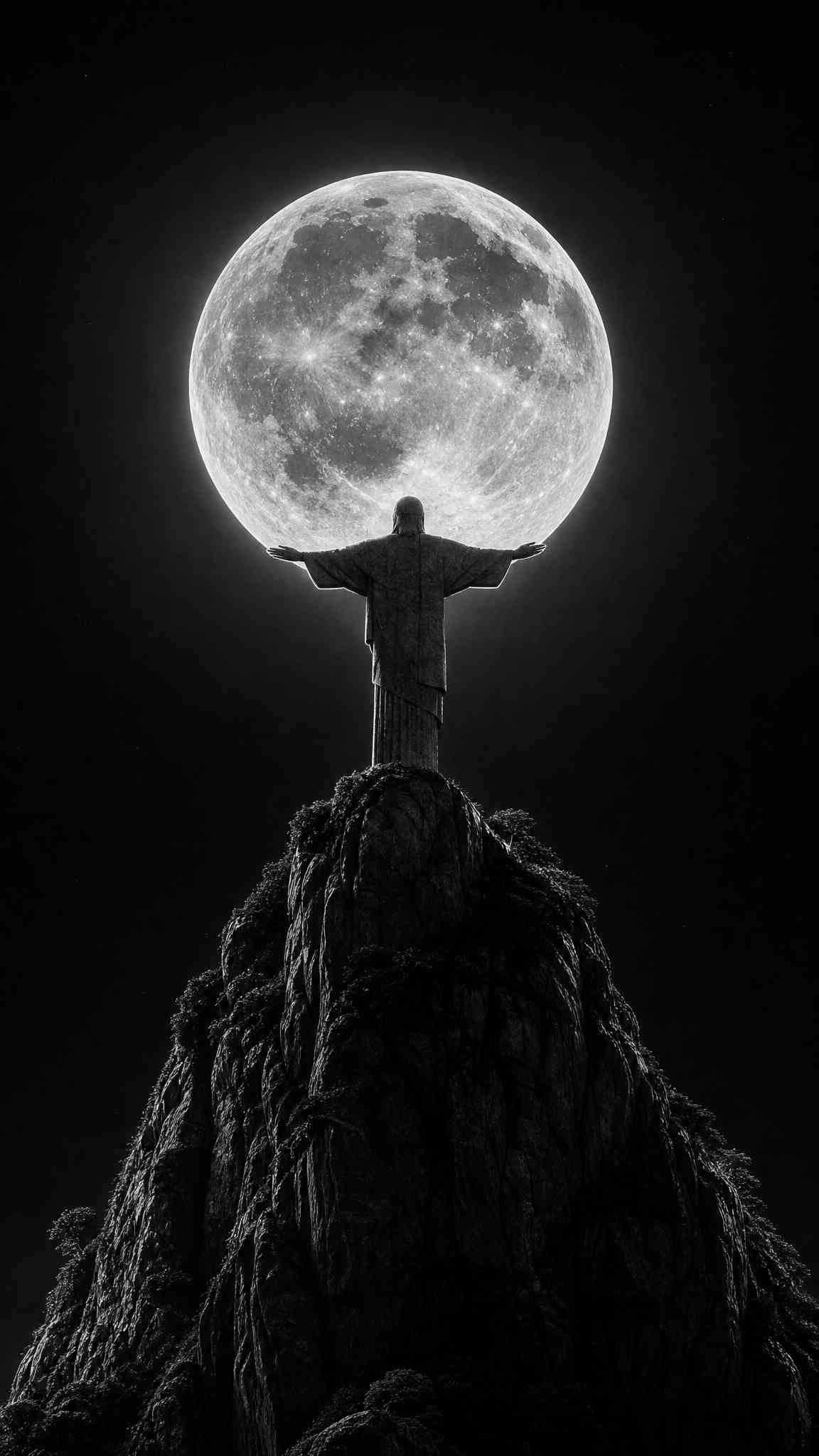 Christ the Redeemer Moon - 4K Mobile Background