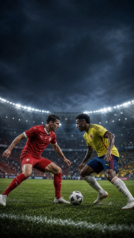 Switzerland vs Colombia Cinematic Football - 4K Wallpaper