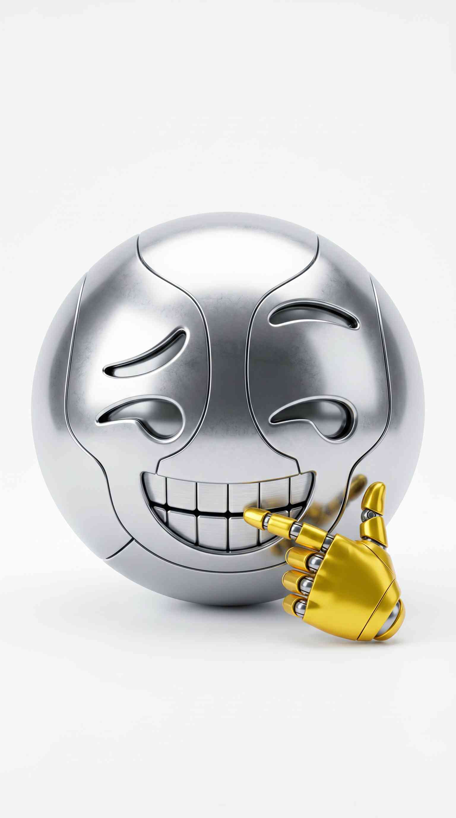 Emoji Sonriente Metálico 3D - Fondo de Pantalla 4K