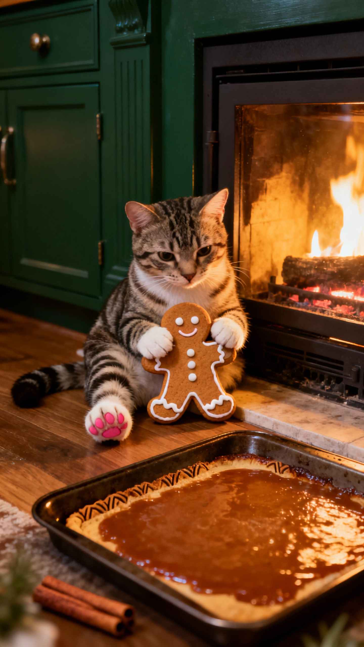 クリスマス猫とジンジャーマン - 4K壁紙・待ち受け