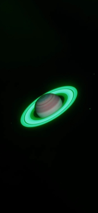 Planète Saturne Néon Vert - Arrière-plan 4K