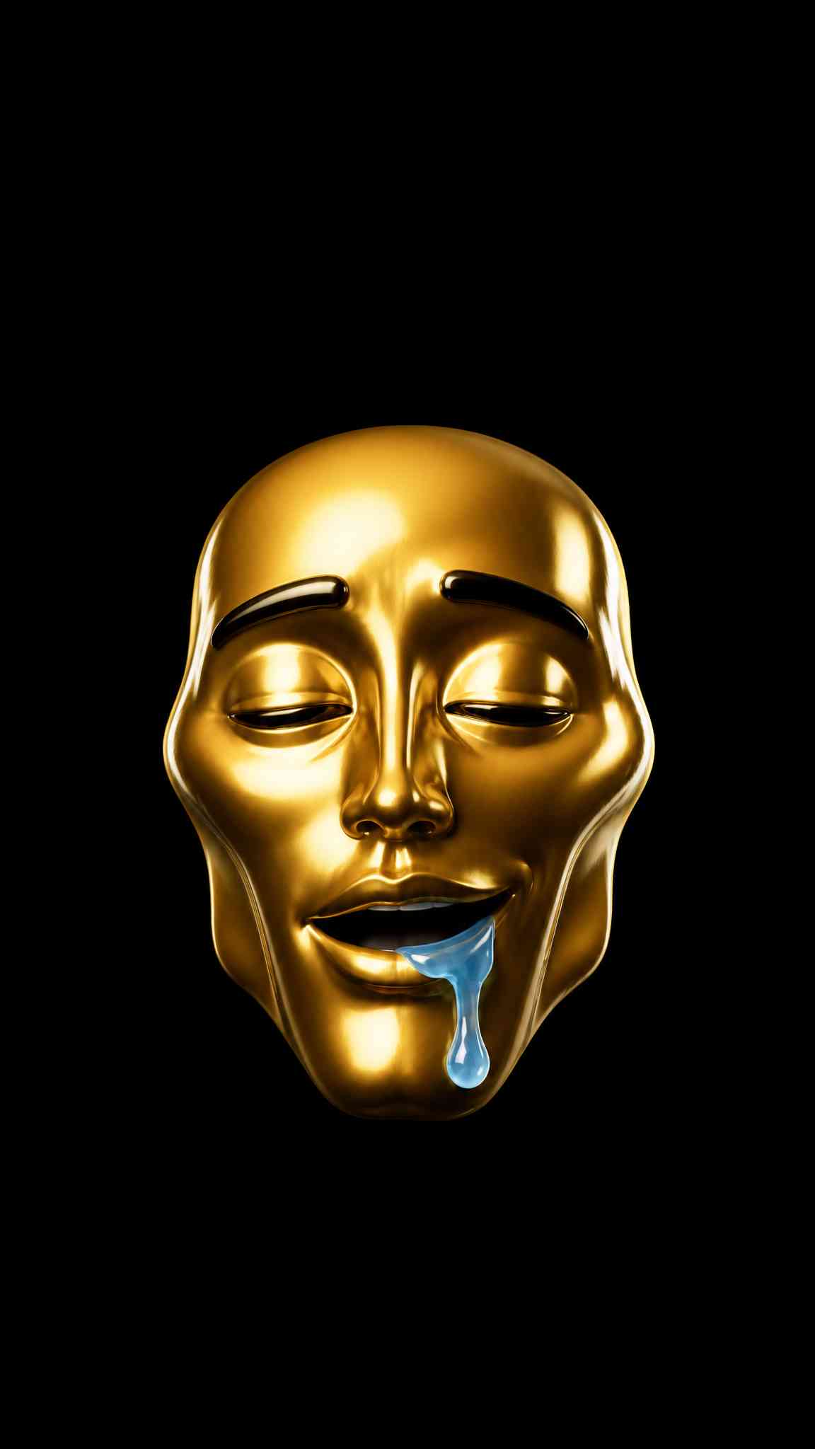 Golden Mask Drooling - 4K Wallpaper