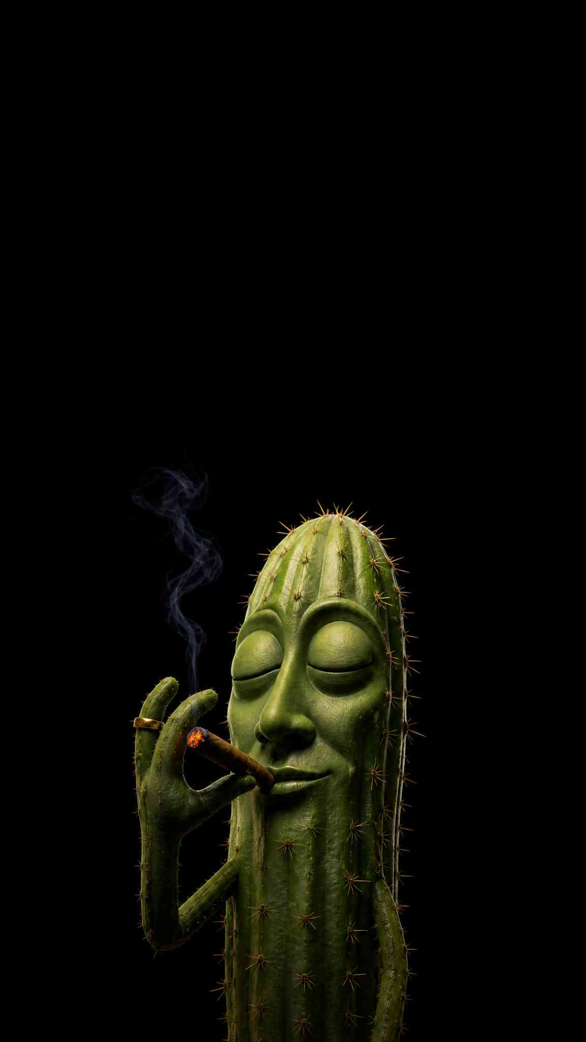 Surreal Smoking Cactus 3D - 4K Background