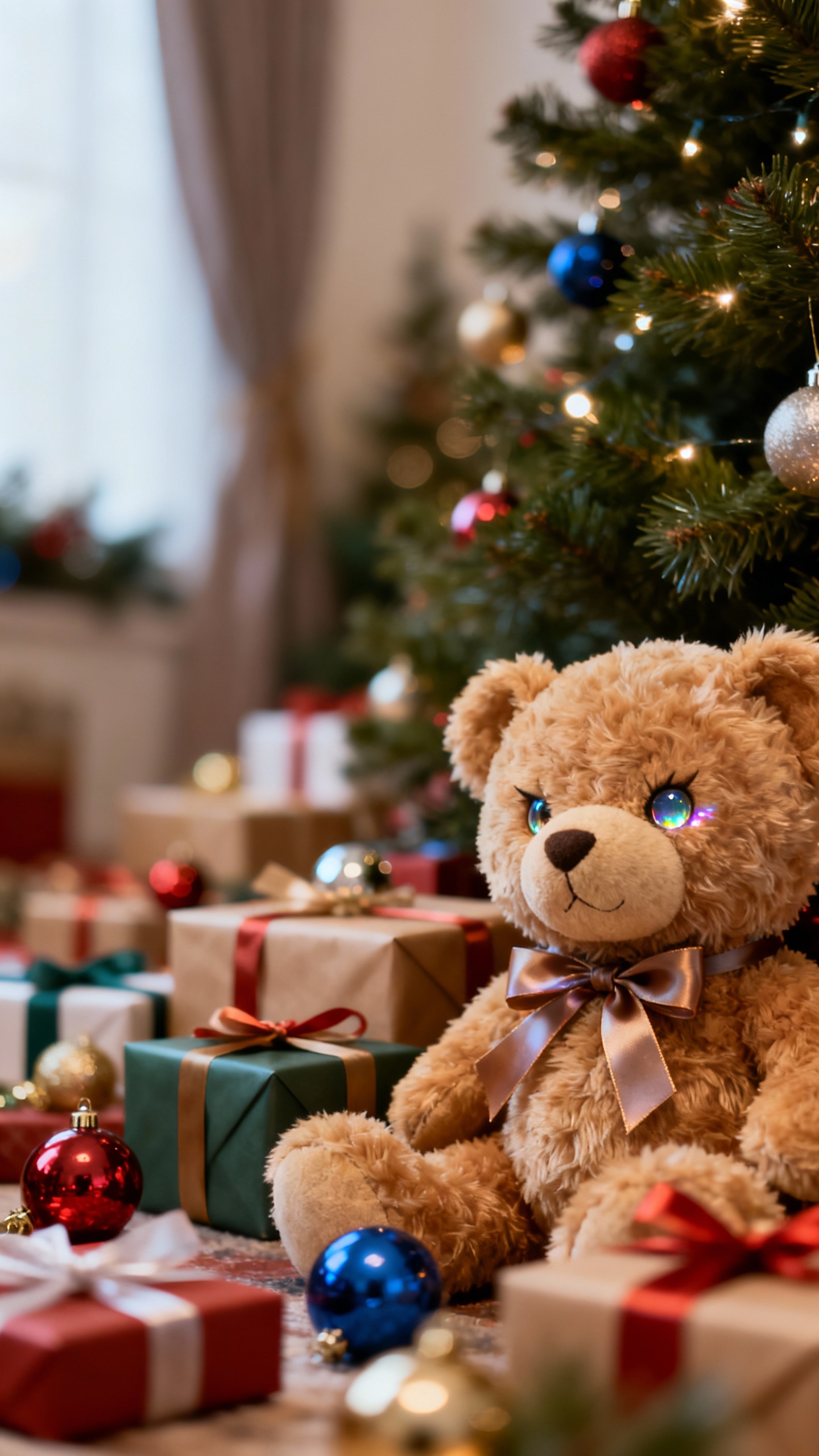 Christmas Teddy Bear & Gifts - 4K Wallpapers