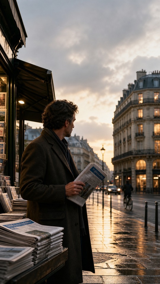 Le Figaro Parisian Sunset Scene - 4K Phone Background