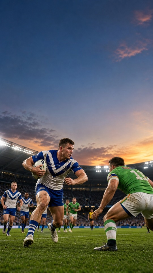Bulldogs vs Raiders NRL Rugby Match - 4K Phone Background