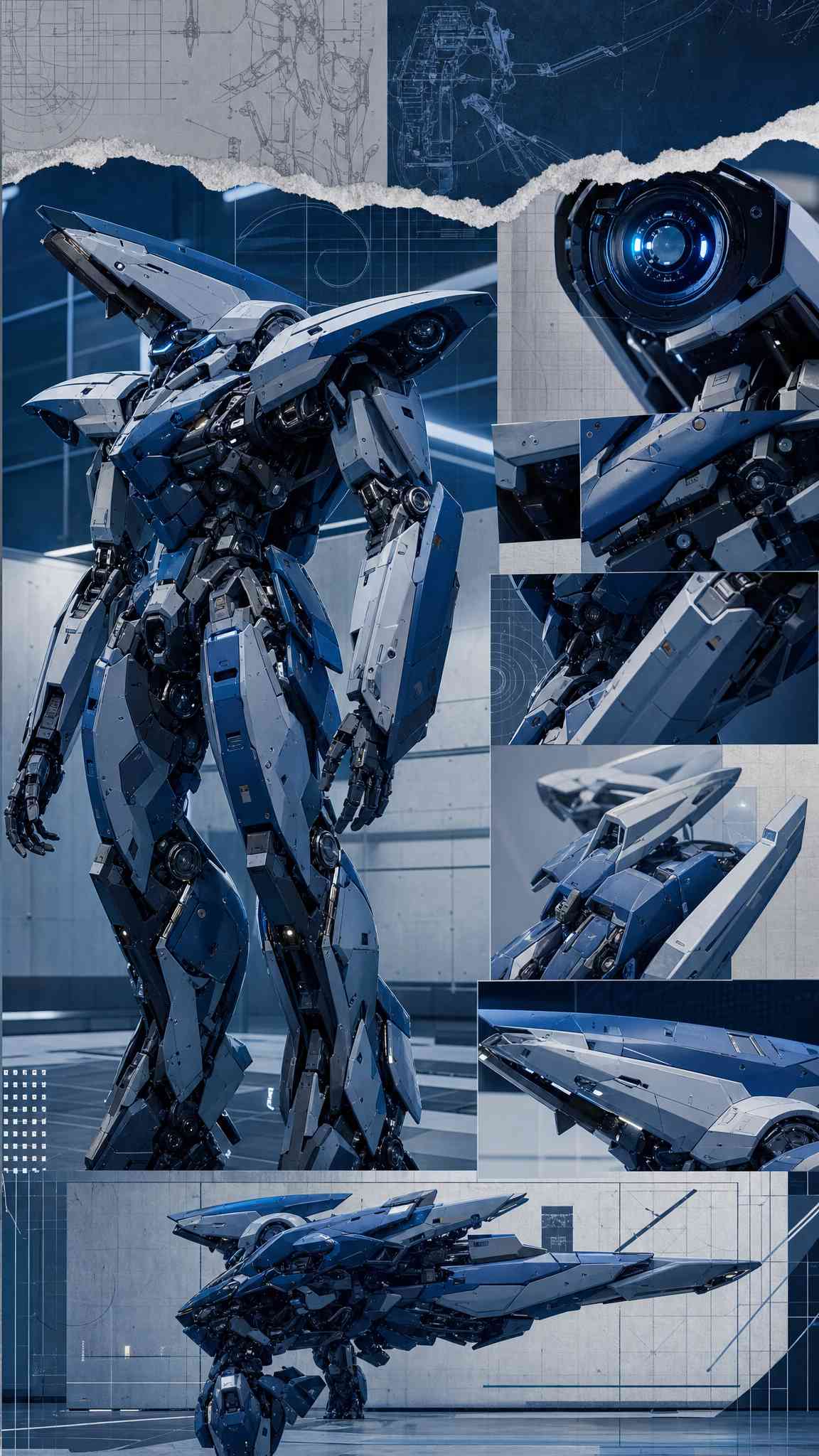 Blue Mecha Sci-Fi Robot - 4K Wallpaper