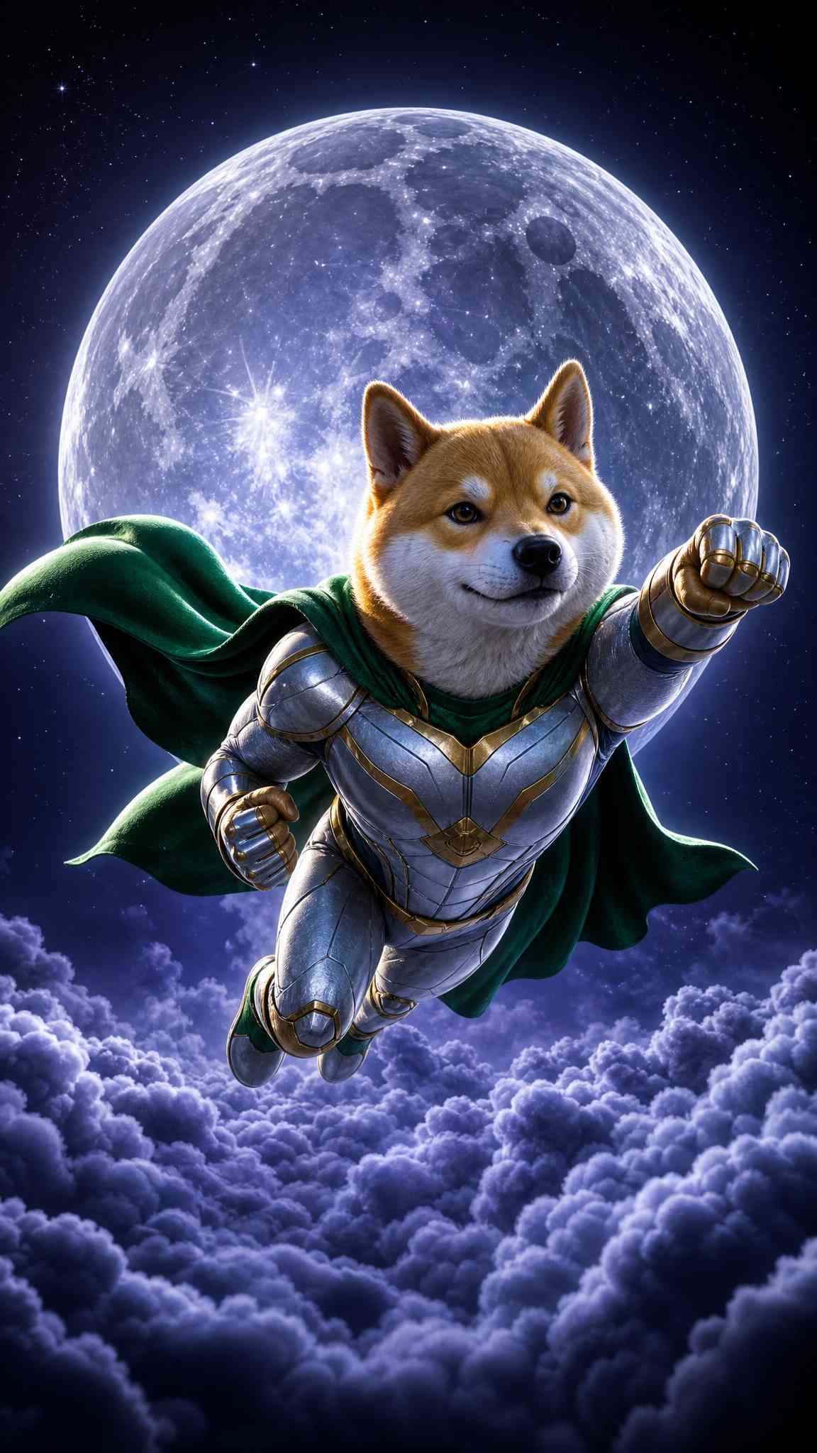 Shiba Inu Superhero Flight - 4K Wallpapers