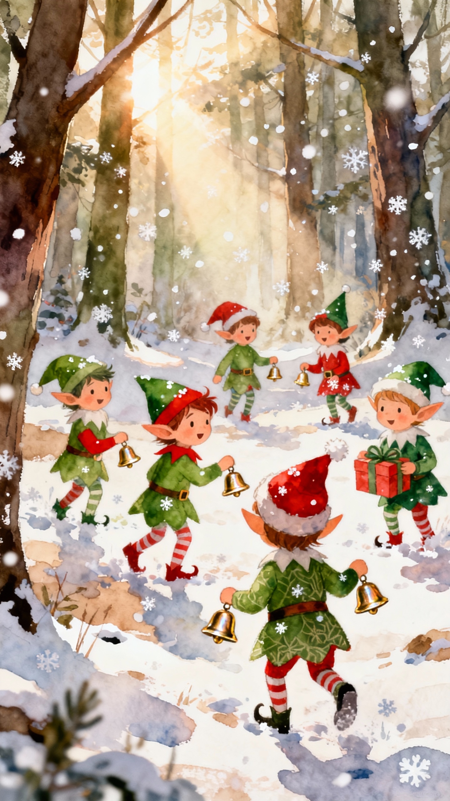 クリスマスの妖精と雪の森 - 4K高画質壁紙