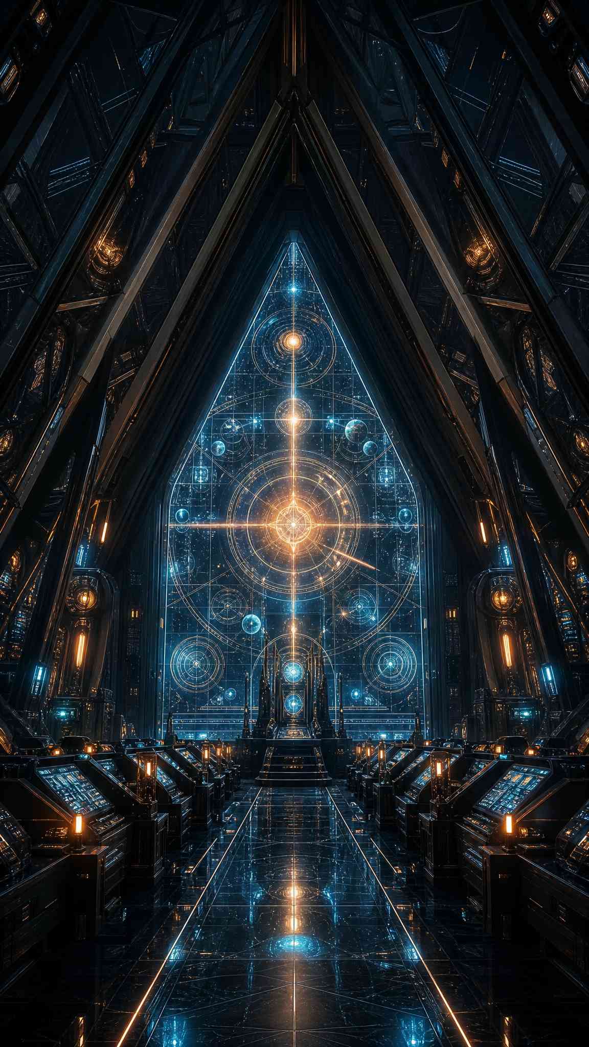 Fond d'écran 4K Salle de Contrôle Cosmique Futuriste