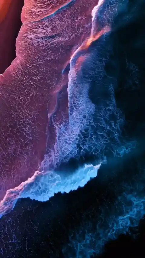 Aerial Ocean Waves Purple Blue - 4K Live Wallpaper