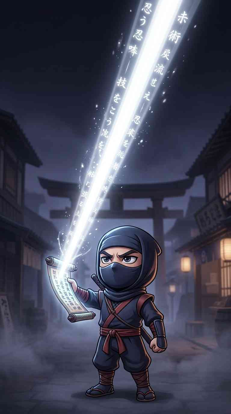 Chibi Ninja Magic Scroll - 4K Wallpapers