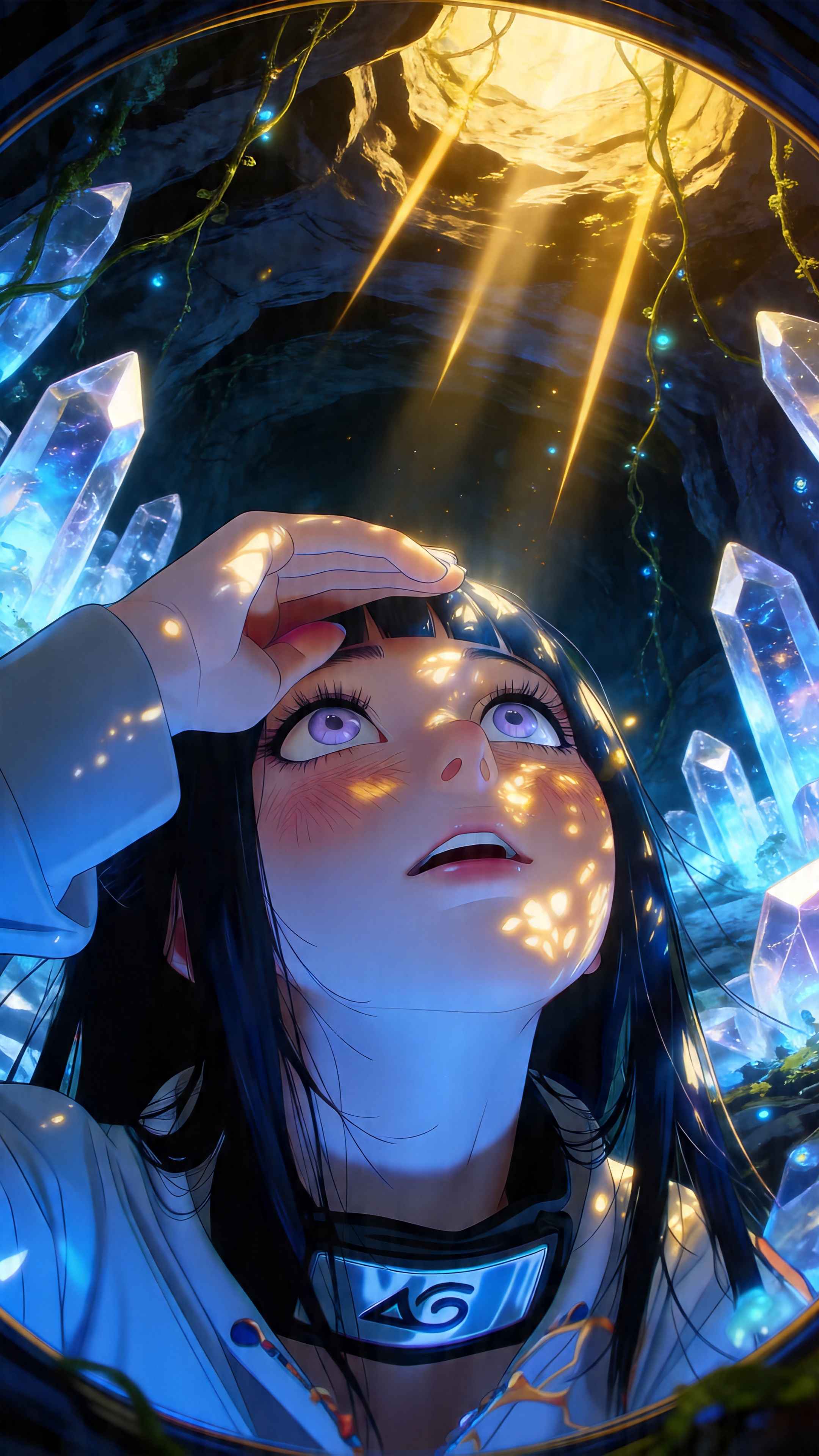 Hinata Hyuga Crystal Cave - 4K Phone Background
