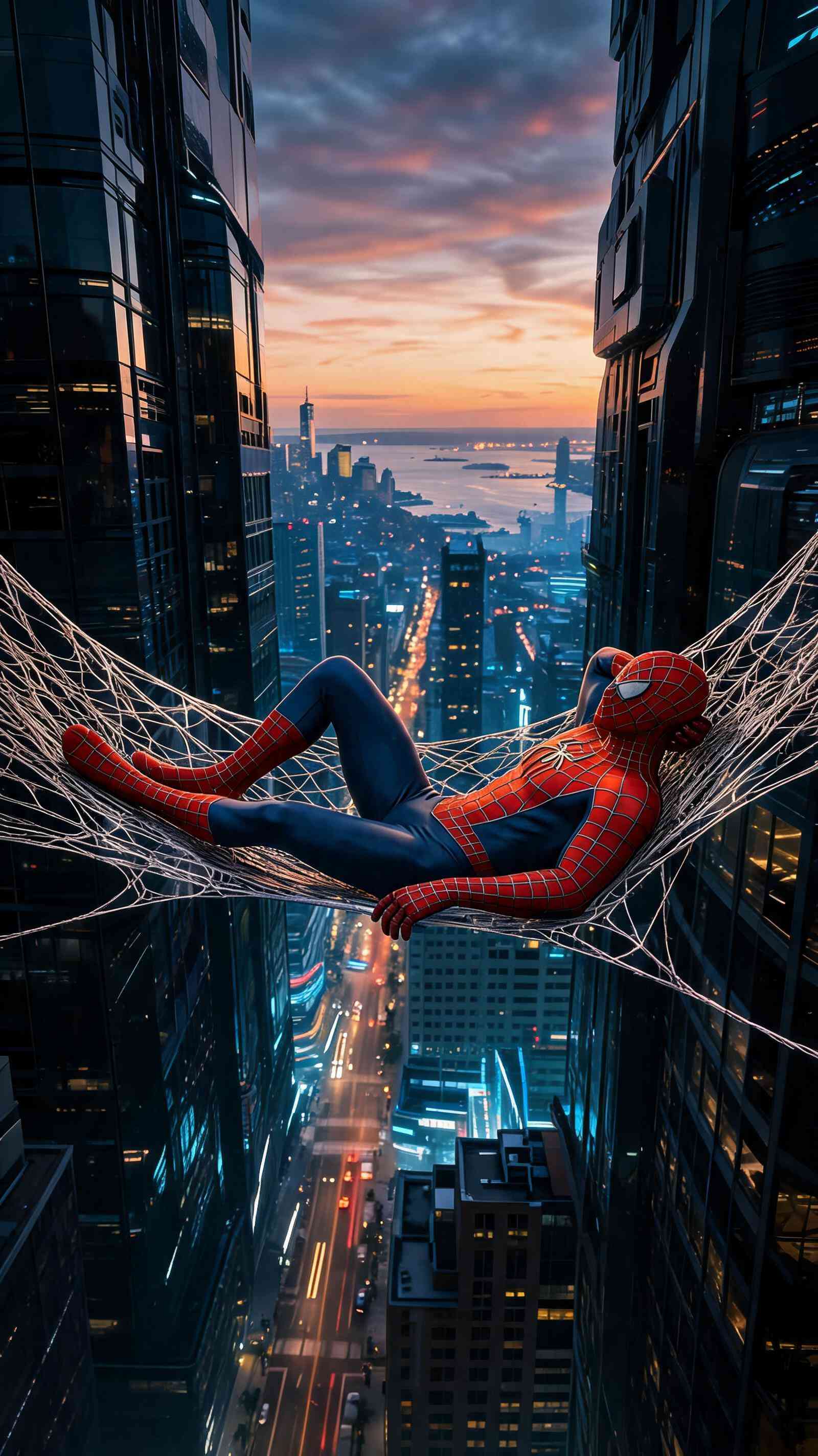 Spider-Man Web Hammock - 4K Mobile Wallpaper