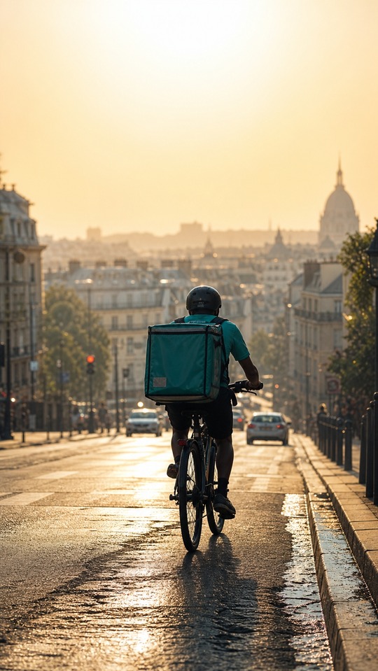 Deliveroo Bike Delivery Paris - 4K Wallpaper
