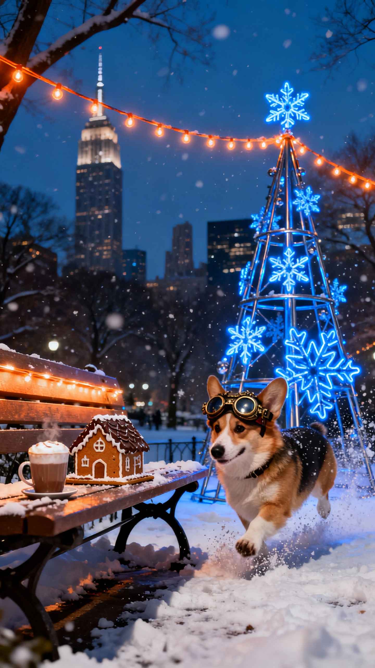 Corgi de Noël NYC - Fond d'écran 4K