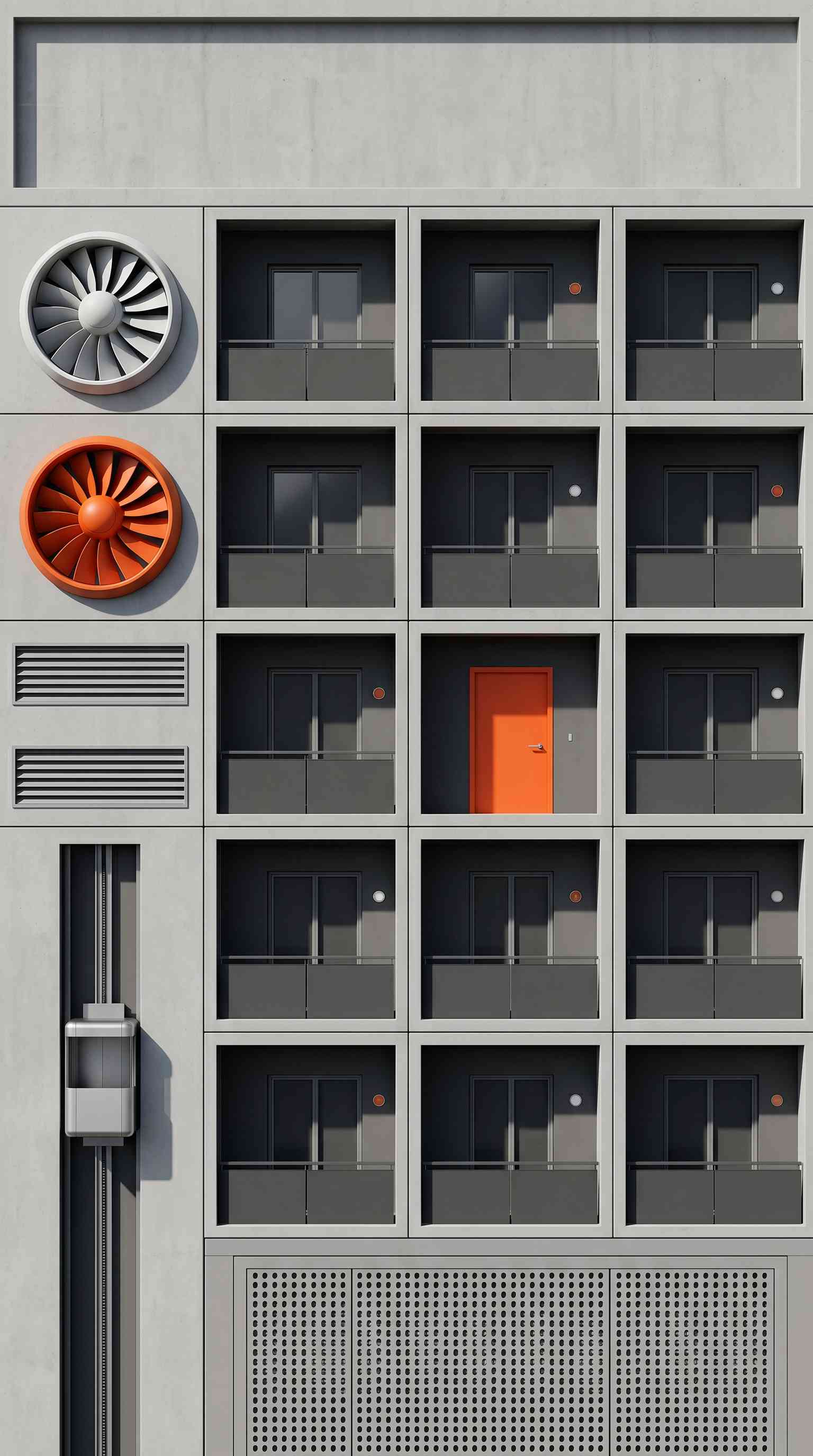 Industrial Brutalist Building - 4K Wallpaper