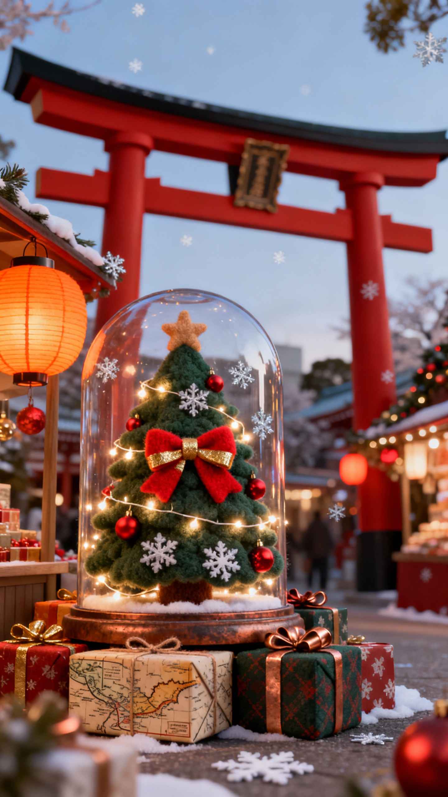 Japanese Christmas Torii Gate - 4K Wallpapers