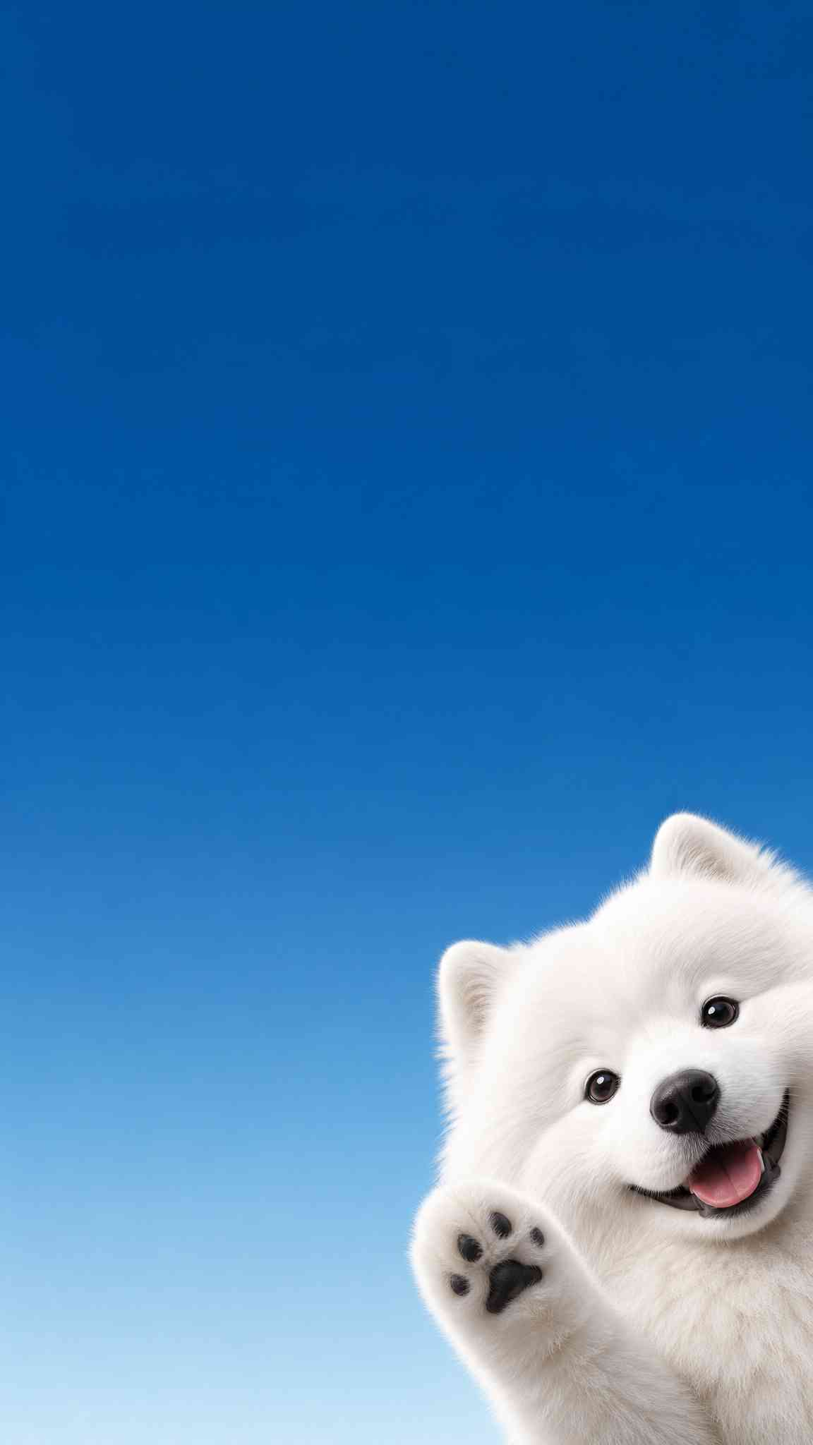 Adorable White Dog Waving Wallpaper for Your Phone