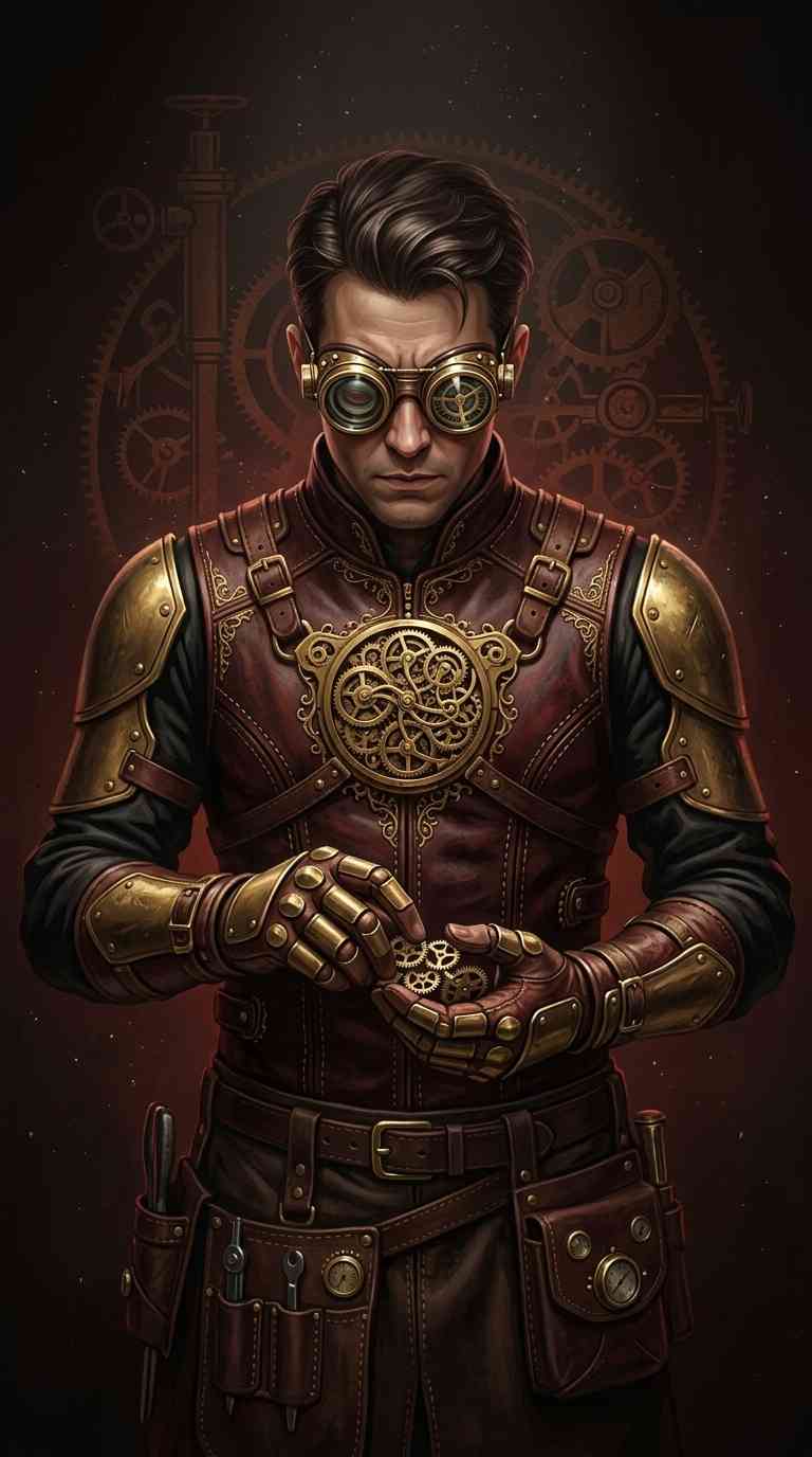 Steampunk Mechaniker Charakter - 4K Handy Wallpaper