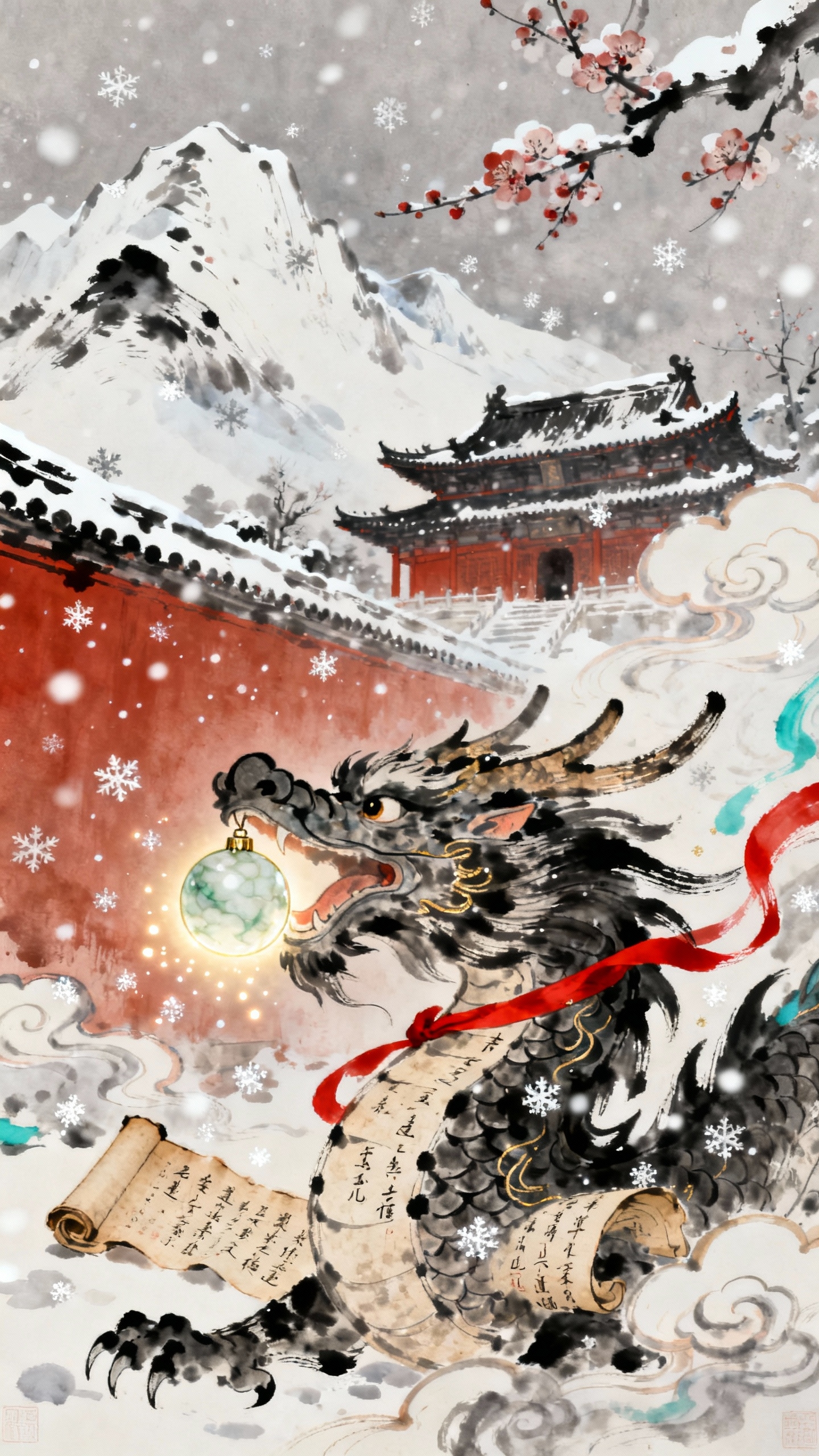 Mystischer Winterdrache - 4K Hintergrundbild