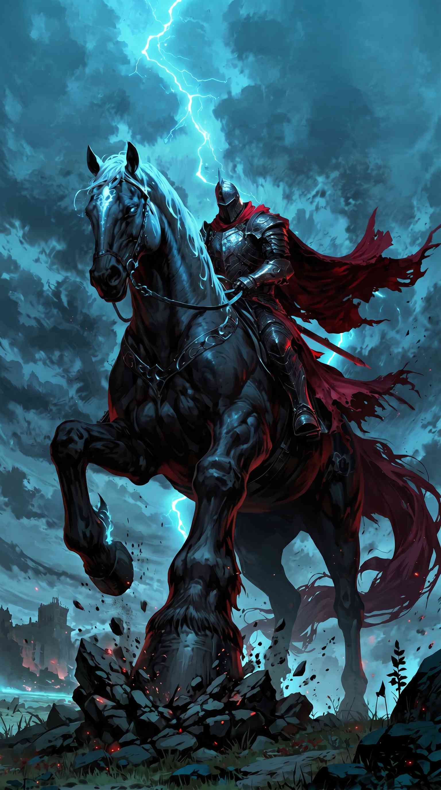 Dark Knight on Horseback - 4K Mobile Wallpaper