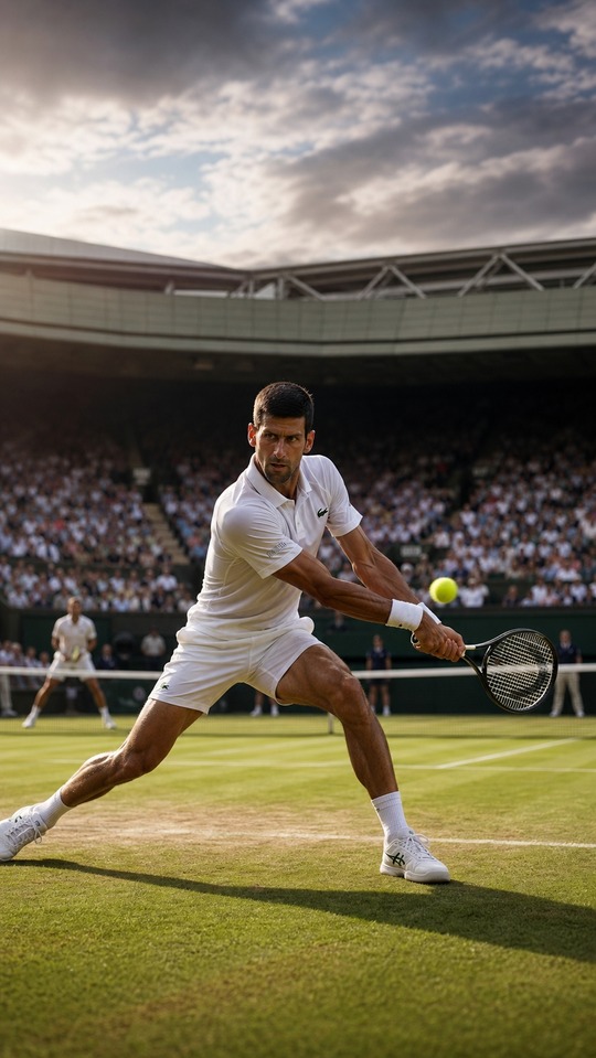 Novak Djokovic Wimbledon Action - 4K Wallpaper