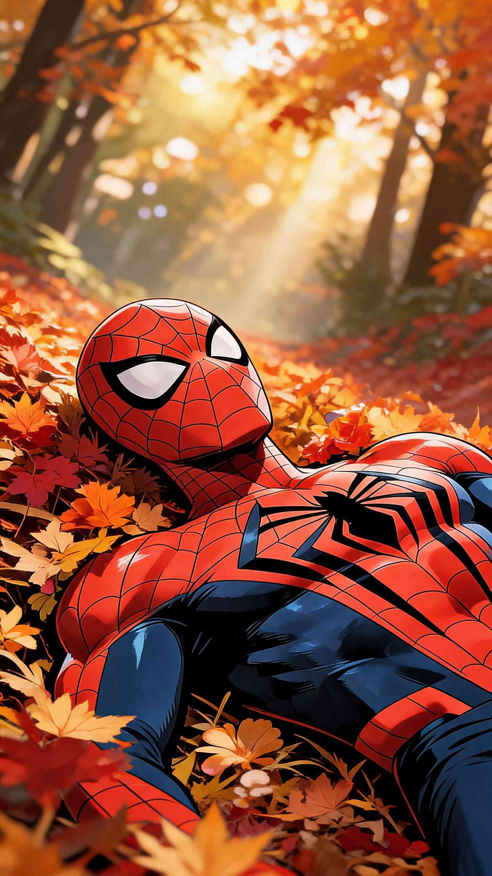 Spider-Man Autumn Forest - 4K Mobile Background