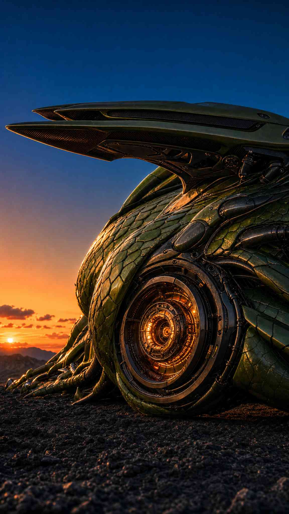 Biomechanical Dragon Mecha - 4K Phone Background