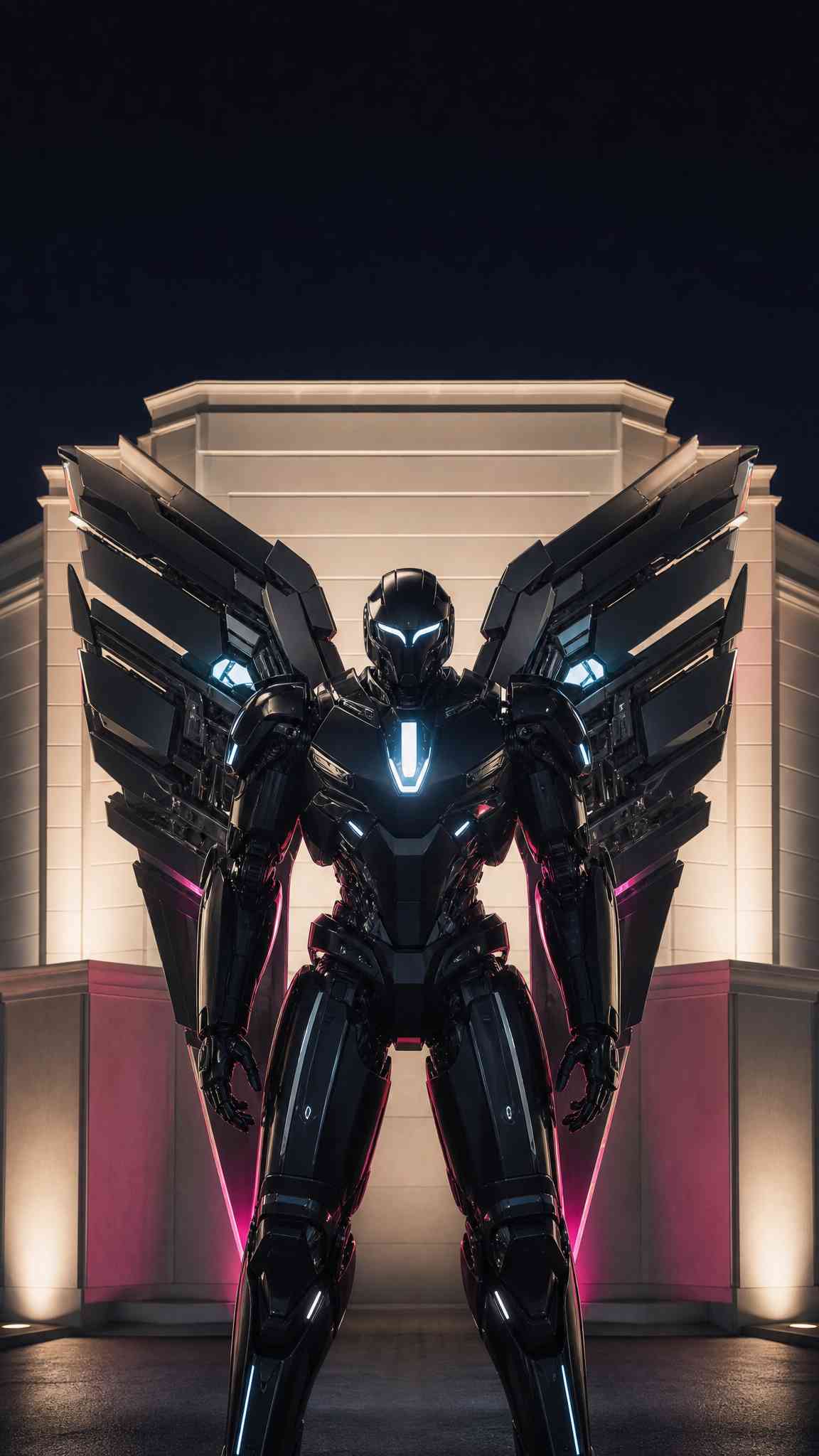 Black Winged Mecha Armor - 4K Lock Screen