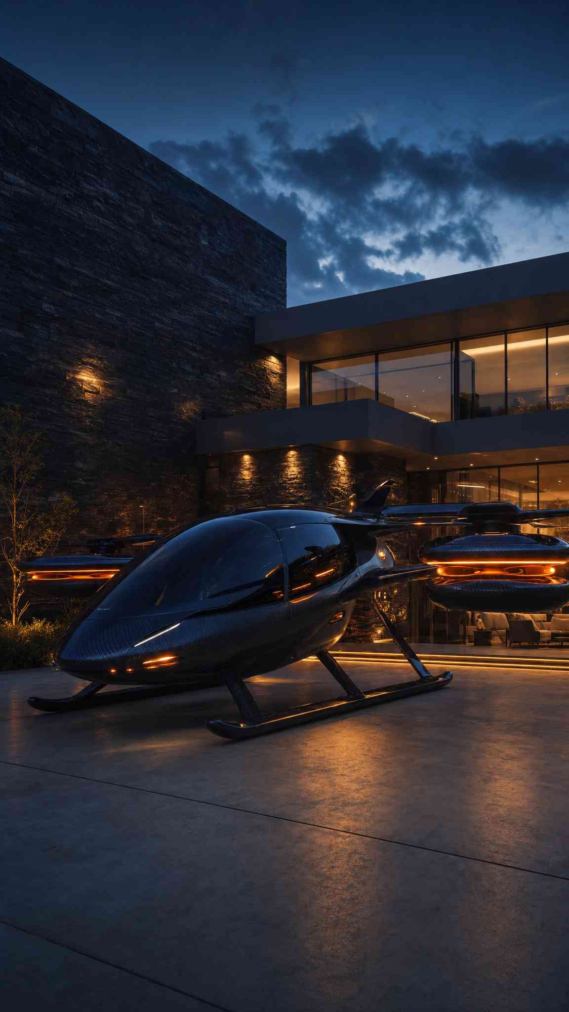 Futuristisches eVTOL & Luxusvilla - 4K Hintergrund