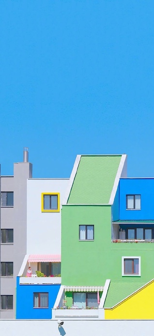Farbige geometrische Architektur - 4K Hintergrundbild