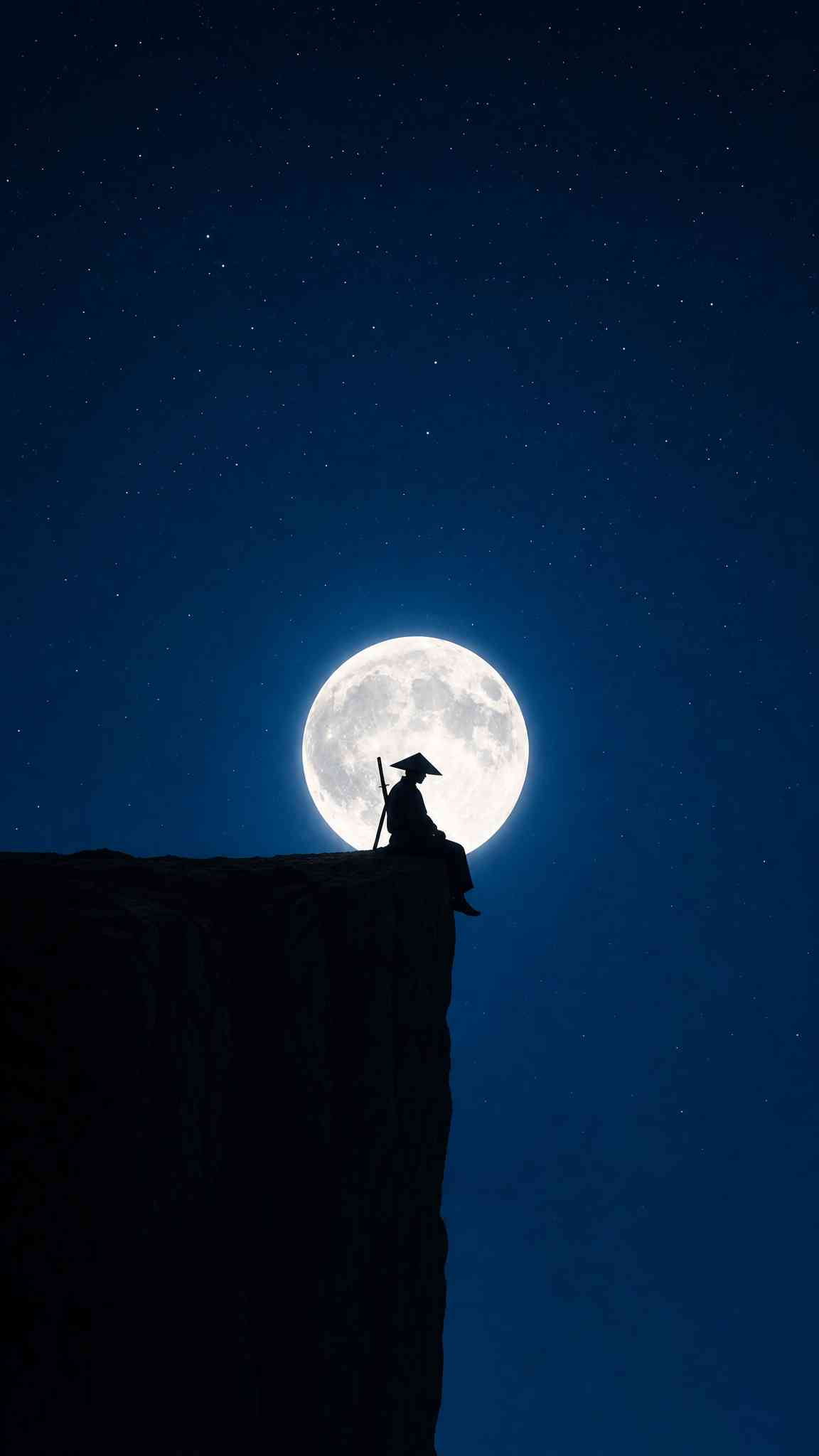 Samurai Moon Silhouette - 4K Wallpaper