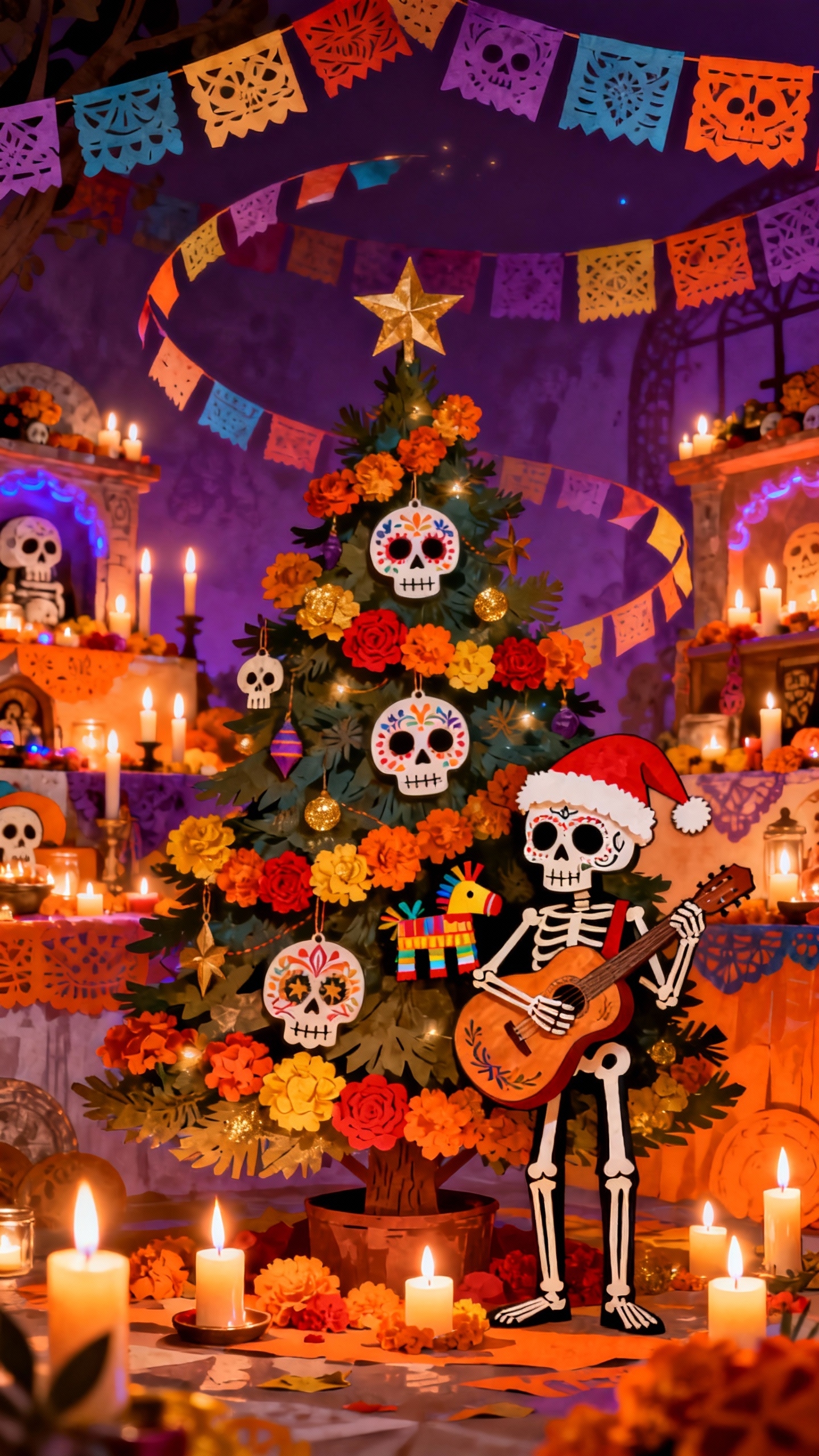 Squelette Noël Mexicain - Fond d'écran 4K