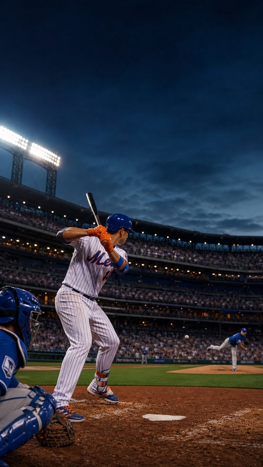 Royals vs Mets Baseball Night - 4K Phone Wallpaper