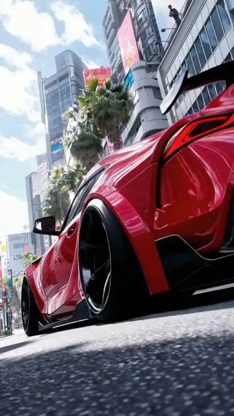 Red Sports Car Urban Street 4K Live Wallpaper