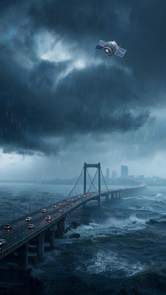 Mumbai Storm & Satellite - આવત ક લન હવ મ ન 4K Wallpaper