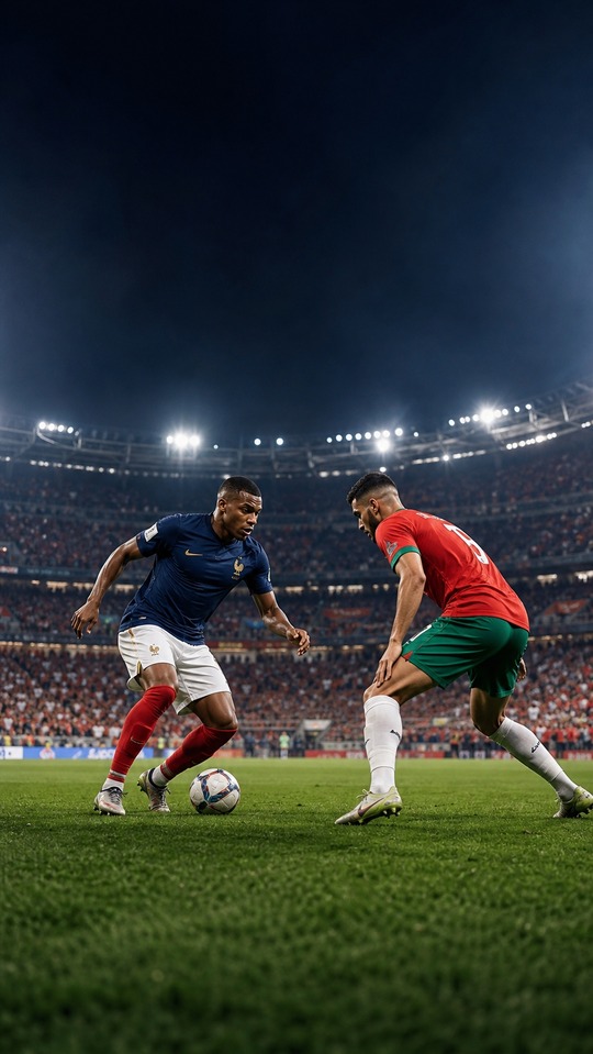 France vs Morocco - 4K Football Match Background