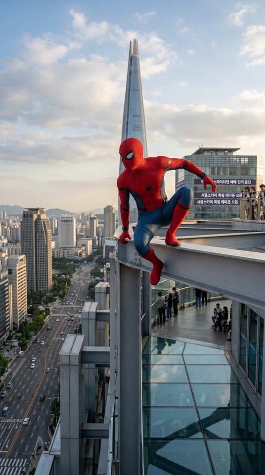 Spider-Man Seoul Sky - 4K Phone Wallpaper