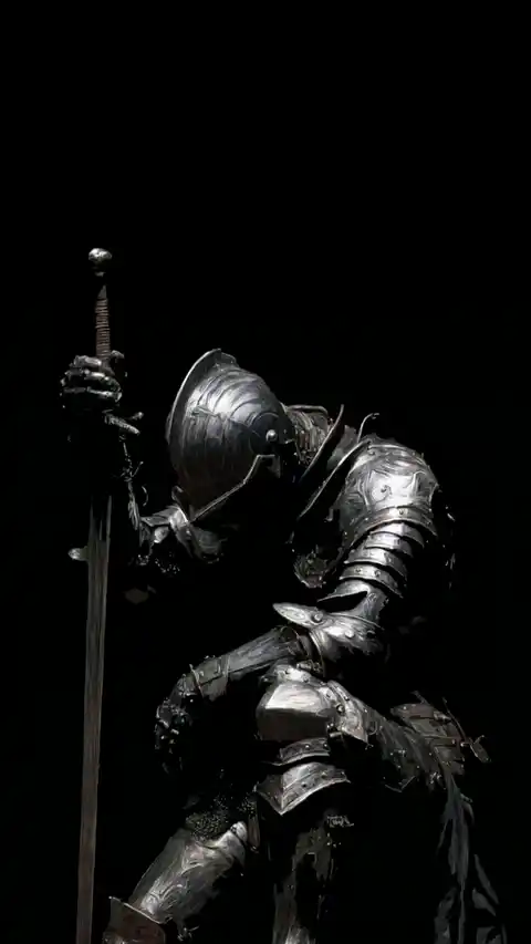 Dunkler Ritter kniend mit Schwert - 4K Live Wallpaper