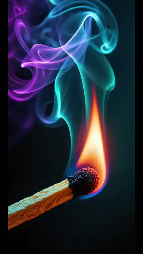Burning Match Neon Smoke - Live Wallpaper