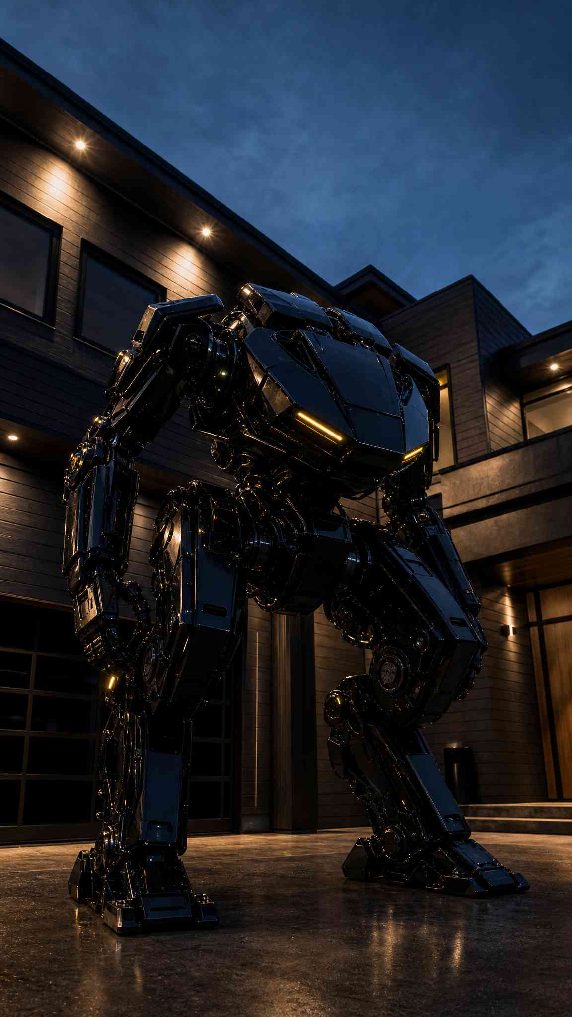 Robot Mech Noir Futuriste - Arrière-plan 4K