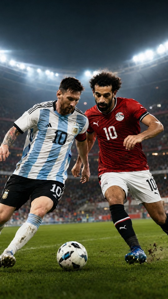 Argentinien vs. Ägypten: Messi vs. Salah - 4K Wallpaper