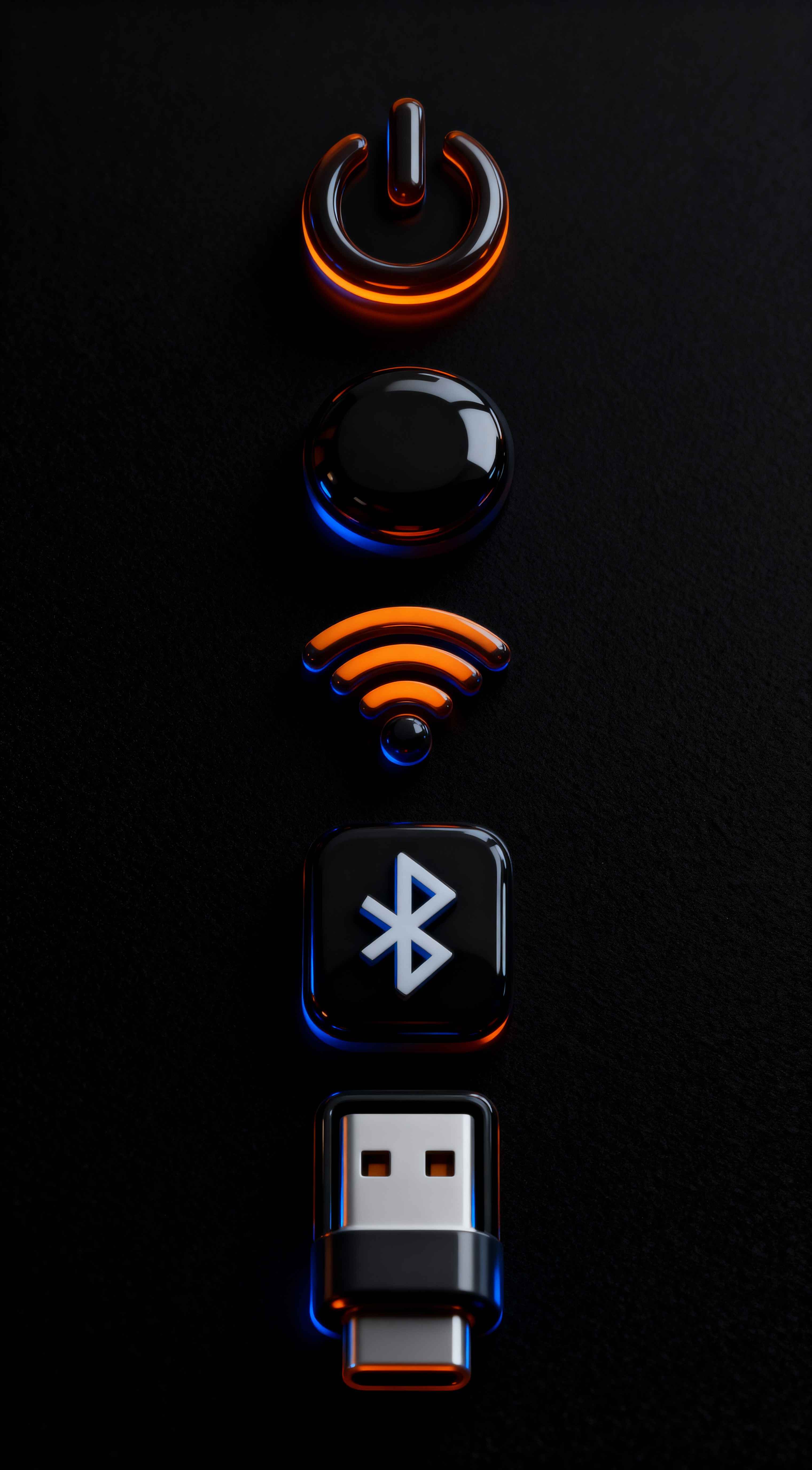 Iconos Tech Minimalista 3D - Fondo 4K