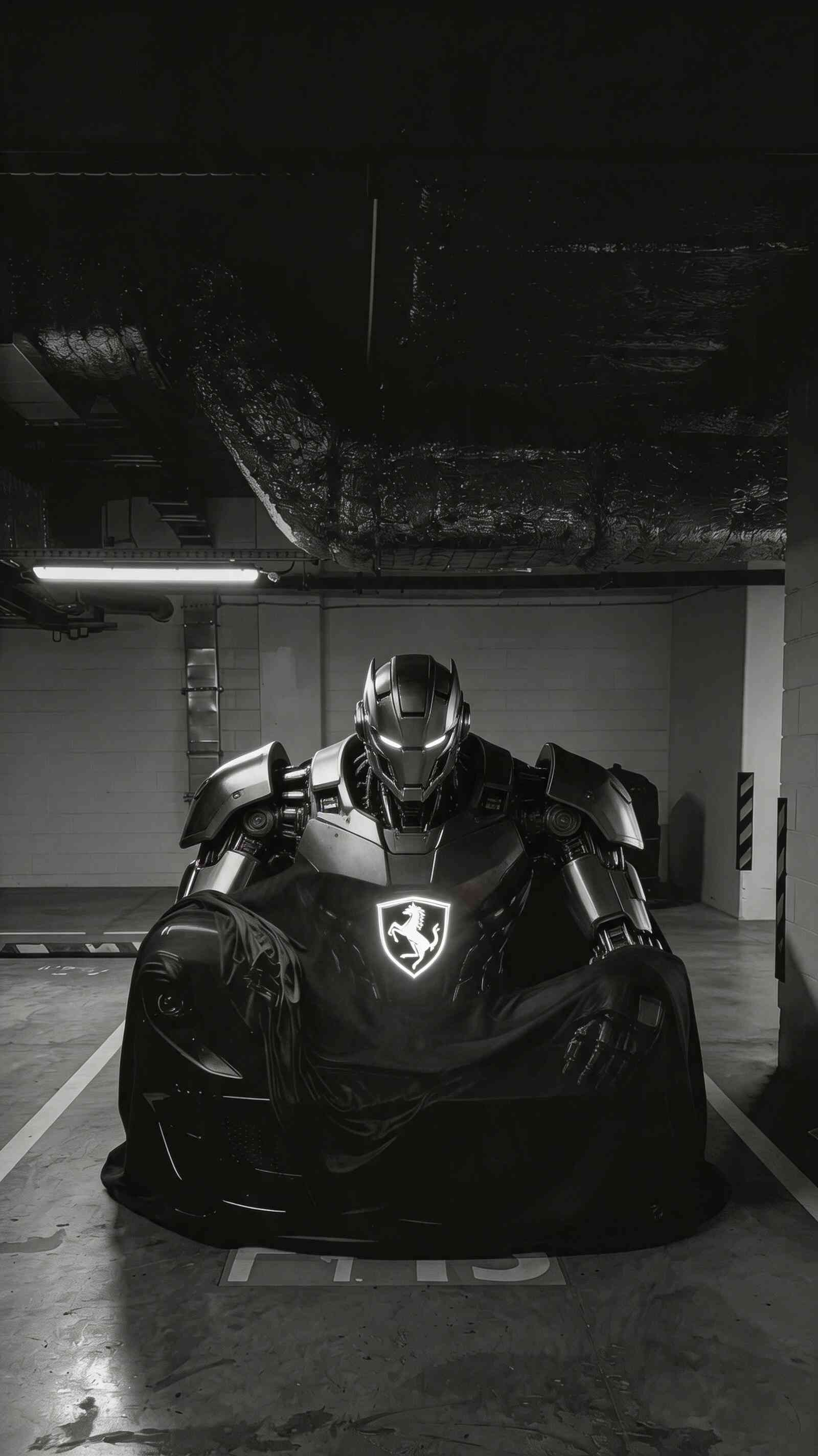 Dark Robot Ferrari Armor 4K Wallpaper