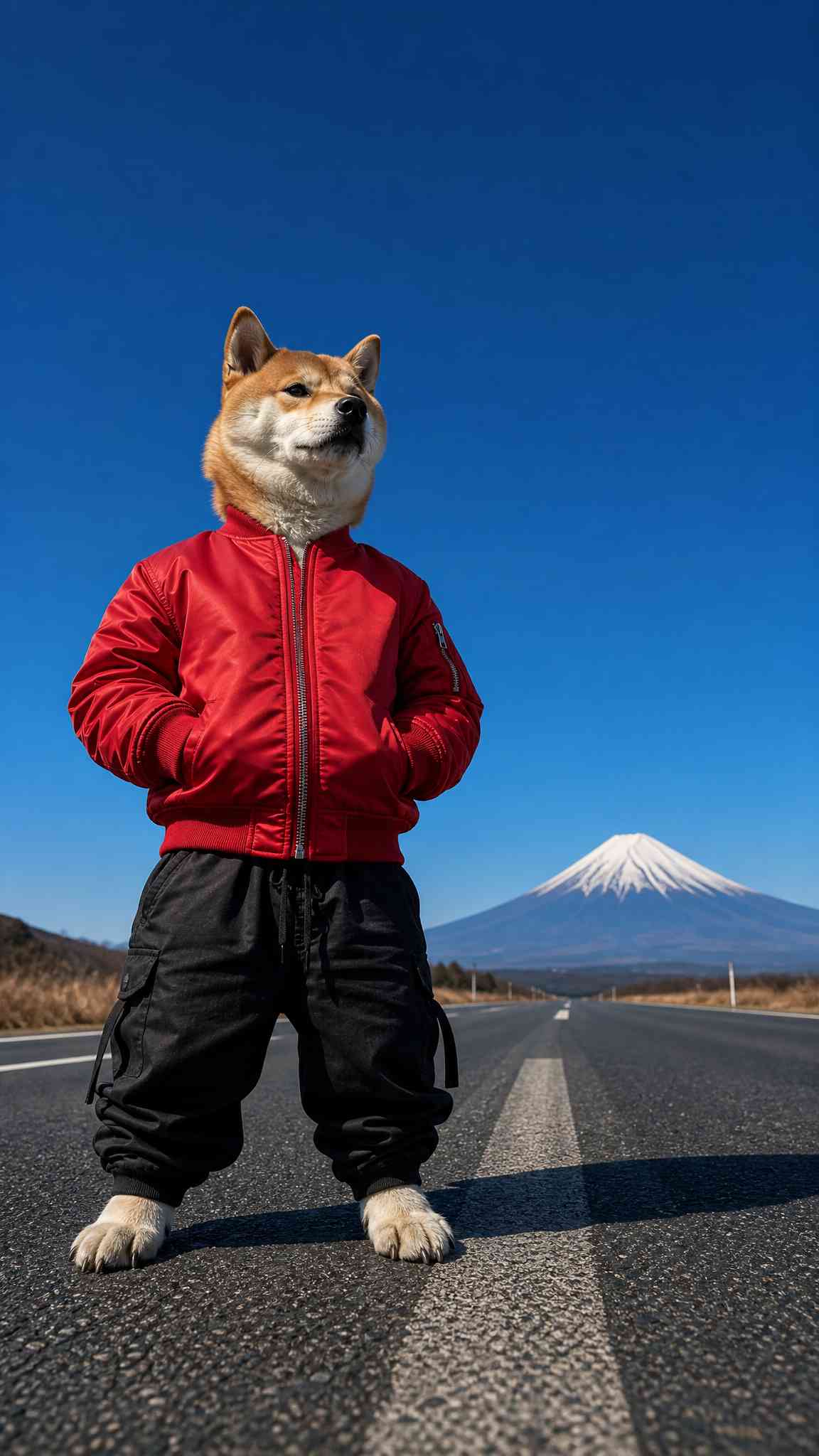 Shiba Inu Streetwear Mt Fuji - 4K Wallpaper