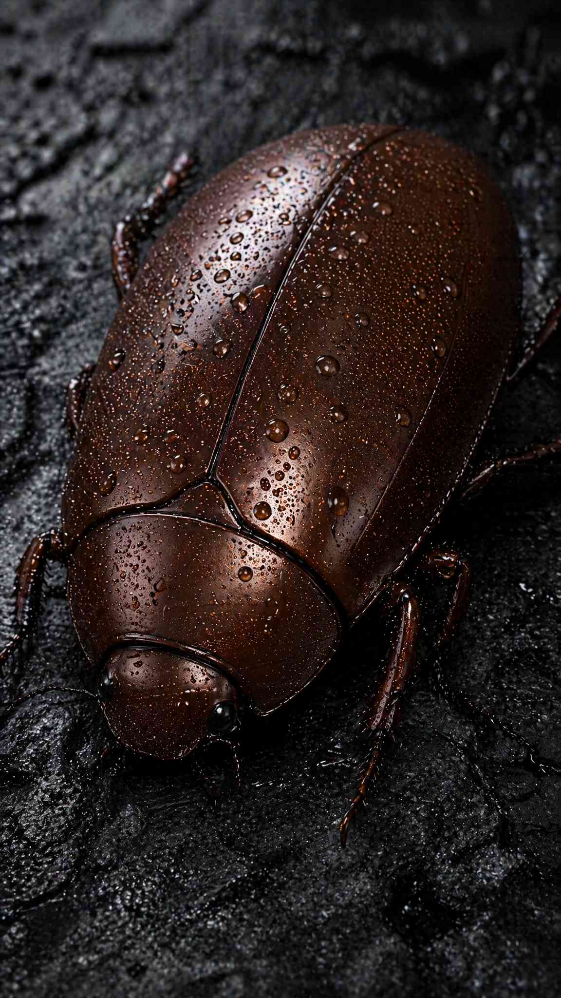 Glistening Wet Brown Beetle Wallpaper