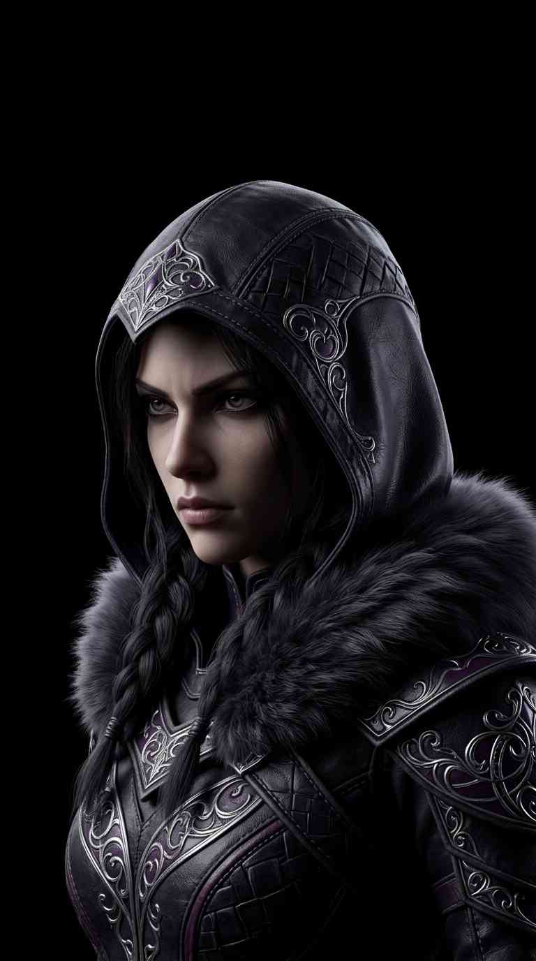 Fantasy Assassine mit Kapuze - 4K Wallpaper